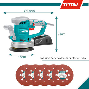 LEVIGATRICE ROTORBITALE ELETTRICA 450W LEVIGATORE ROTORBITALE Ø150mm IMPUGNATURA SOFT TOTAL TOTTF2041506