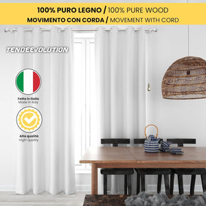 Bastone Tenda in Legno di Alta Qualità, diametro 35 mm a corda colore bronzo antico terminale smeraldo lunghezza 200 CM