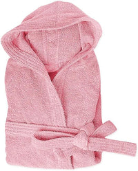 Accappatoio Spugna Cotone Taglia S Morbido Uomo Donna Cintura Tasche Cappuccio Rosa