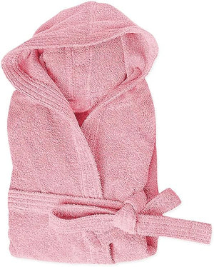 Accappatoio Spugna Cotone Taglia M Morbido Uomo Donna Cintura Tasche Cappuccio Rosa