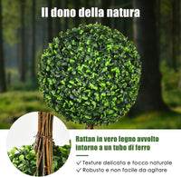 Albero Artificiale Topiario 90 cm, Pianta Verde Finta con Foglie Realistiche, Vaso Decorativo, Albero a Tripla Sfera per Casa Ufficio Giardino Cortile Ingresso