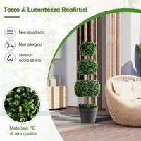 Pianta Finta 75 cm, Albero Artificiale a Sfere con Vaso di Plastica Riempito di Cemento, Piante Finte da Decorazione per Giardino, Ingresso, Balcone e Terrazza