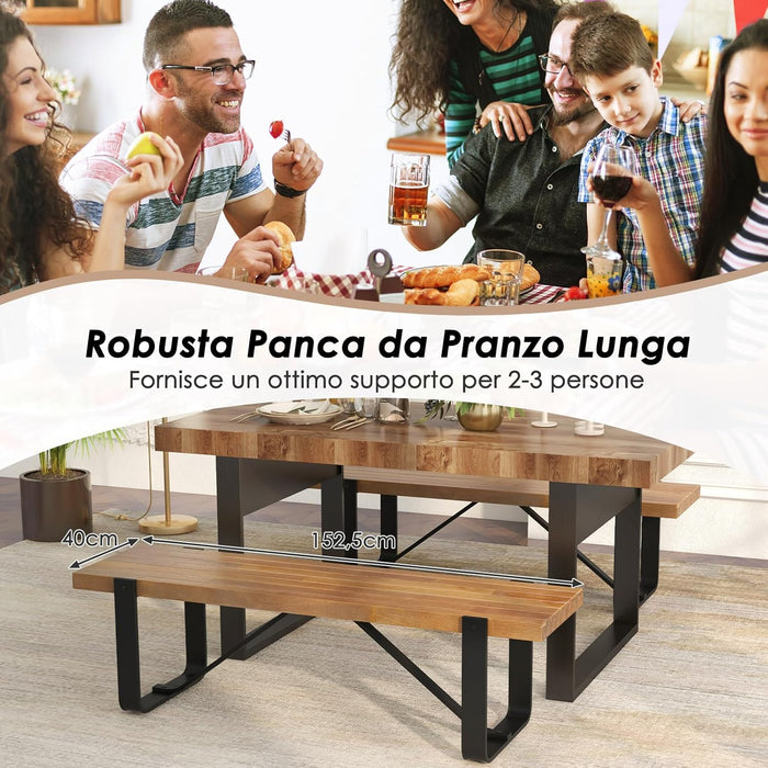 Panchina da Pranzo, Panchina per Ingresso da 152,5 cm, con Struttura in Metallo, Piedini Regolabili, Panchina per Corridoio, Portata 300 kg, 152,5 x 43 x 44 cm