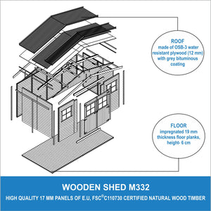 Casa da giardino in legno - 8 m²-  TIMBELA M332+M332G