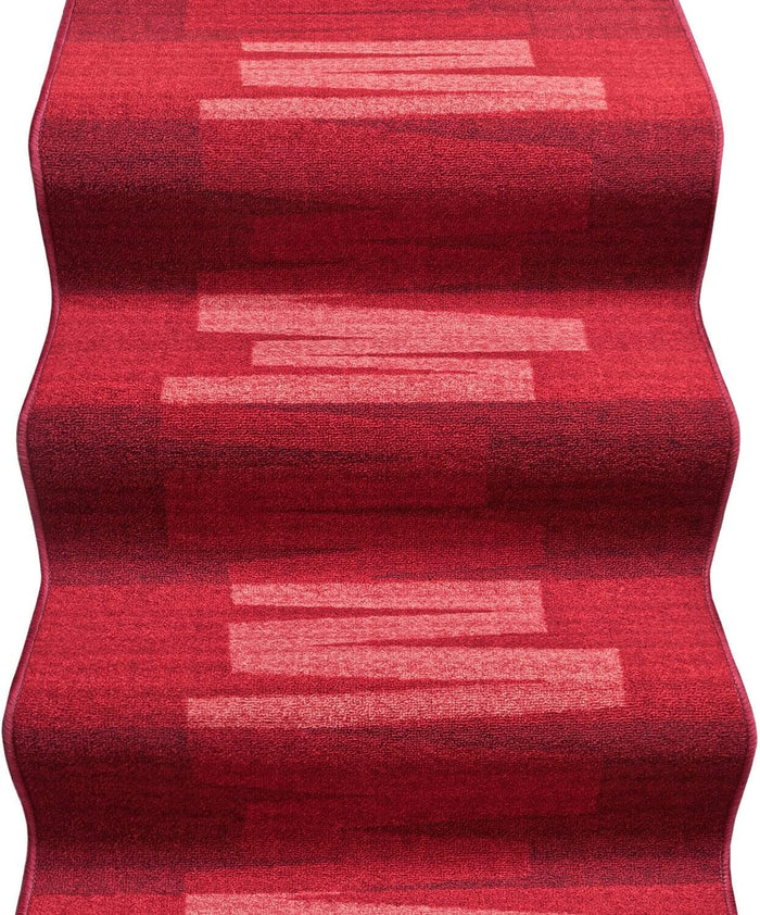 Passatoia Scala Bordata 67x900 cm Ingresso Corridoio Tappeto Cucina Gradini Zig Zag Bordeaux