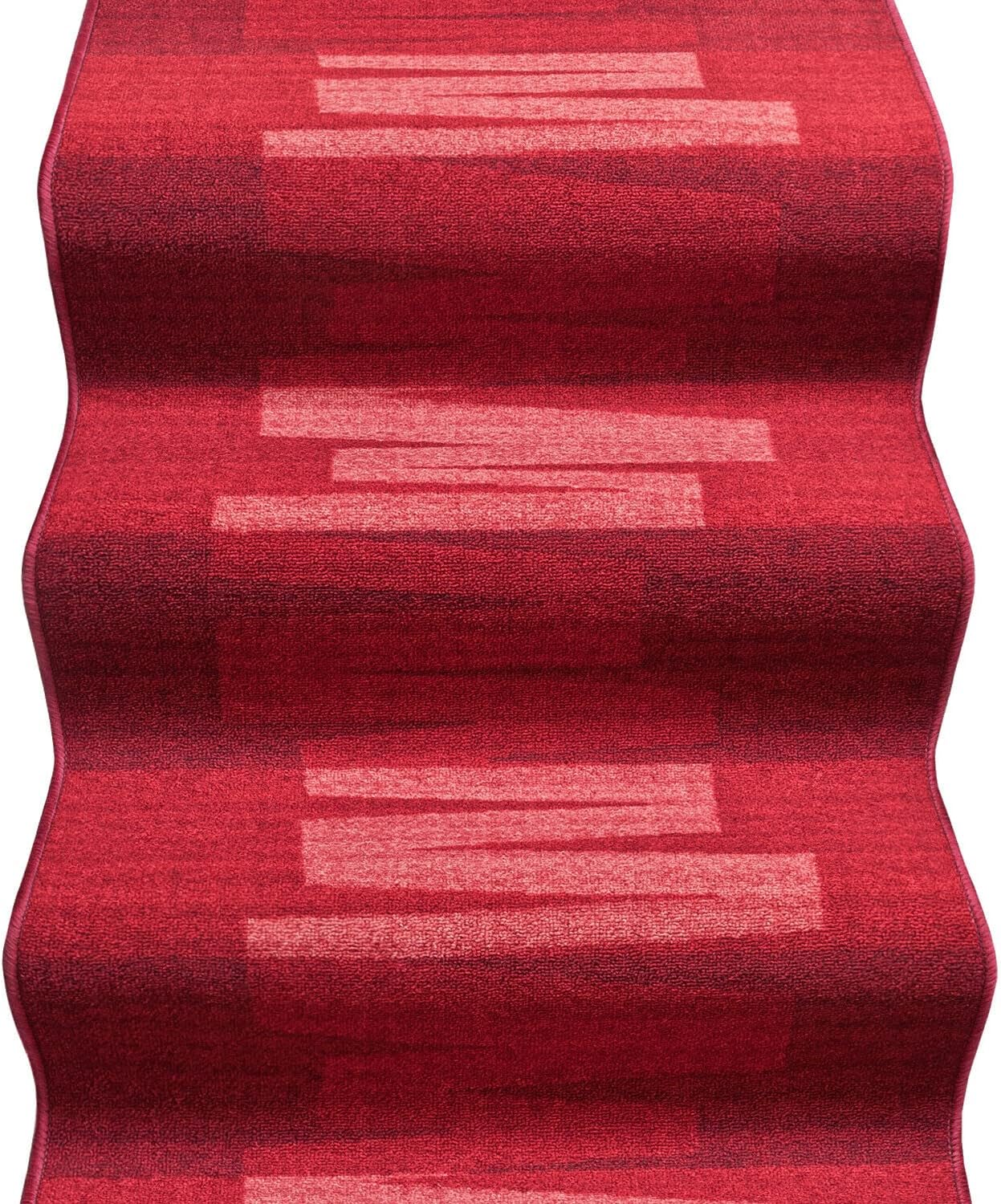 Passatoia Scala Bordata 67x400 cm Ingresso Corridoio Tappeto Cucina Gradini Zig Zag Bordeaux