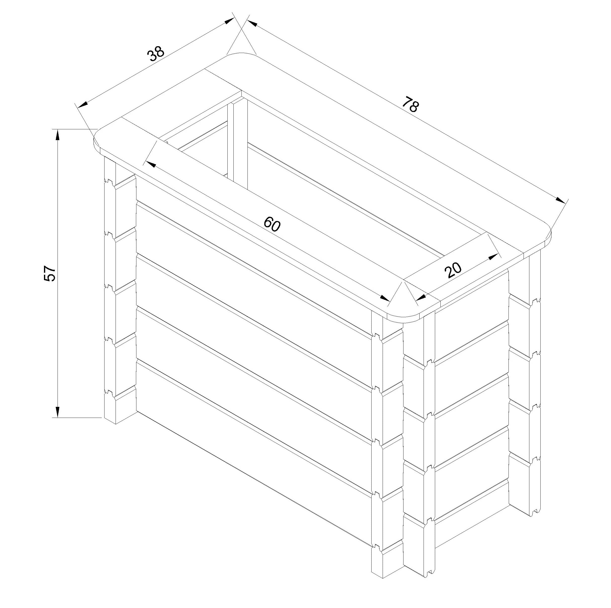 L’aiuola di giardino sopraelevata in legno - 78x38x57 cm - Timbela M612