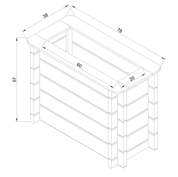 L’aiuola di giardino sopraelevata in legno - 78x38x57 cm - Timbela M612