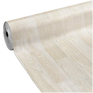 Pavimento Pvc Rivestimento Rotolo Vinile 1x15 mt Design Legno Chiaro Beige Bianco Dis_C