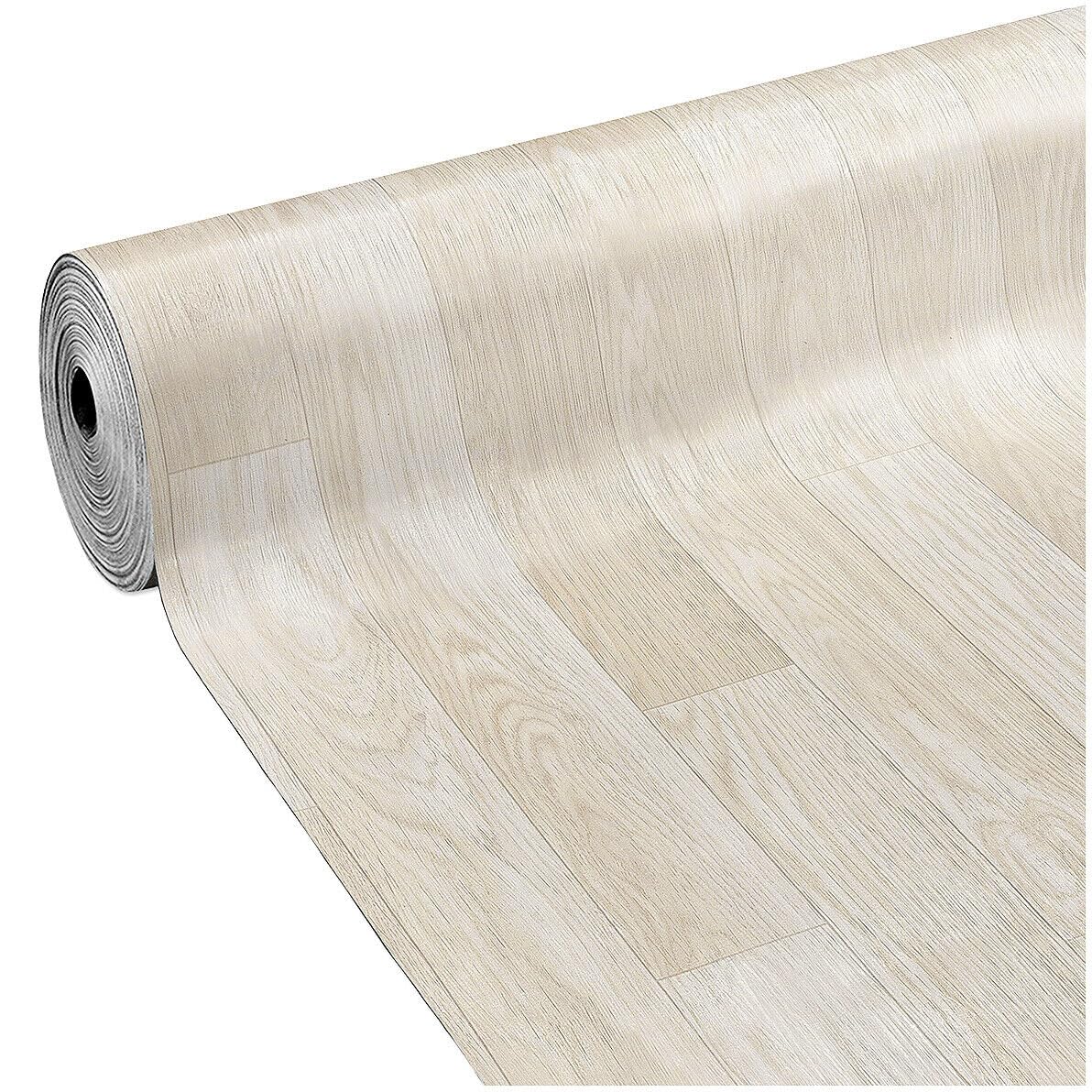 Pavimento Pvc Rivestimento Rotolo Vinile 100x300 cm Design Legno Chiaro Beige Bianco Dis_C