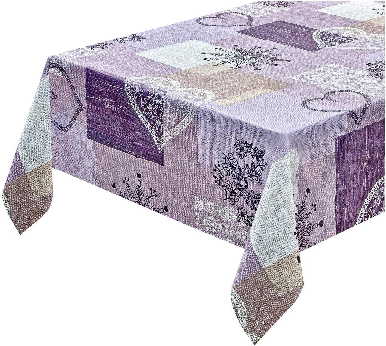 Tovaglia Antimacchia Cucina 140x550 cm Moderna Tela Cerata Felpata Copri Tavolo Patchwork Cuori