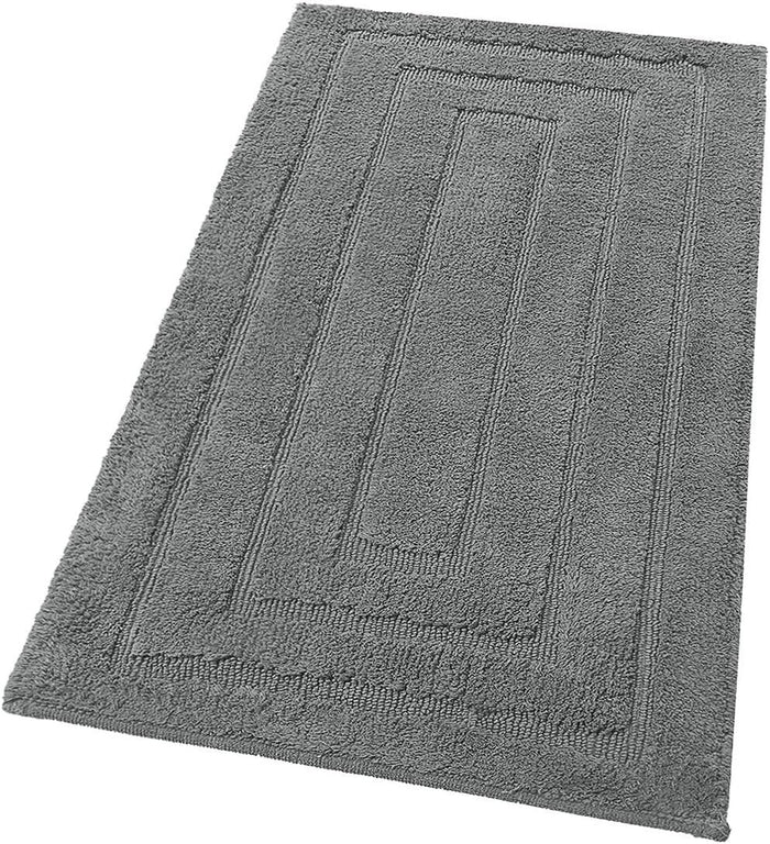 Tappeto Bagno 60x40 cm Puro Cotone Elegante Lussuoso Morbido Scendiletto Antiscivolo Grigio Scuro