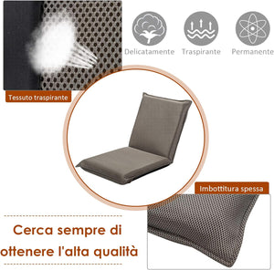 Sedia da Pavimento Poltrona da Terra, Sedia Reclinabile Imbottita, per Salotto Camera da Letto e Studio (Grigio)