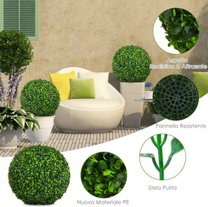 2 Sfere Artificiali da 40 CM, Piante Finte a Sfera Resistenti ai Raggi UV, Piante Artificiali Rotonde da Giardino, Balcone, Matrimonio e Casa, No Manutenzione Potature Annaffiamento