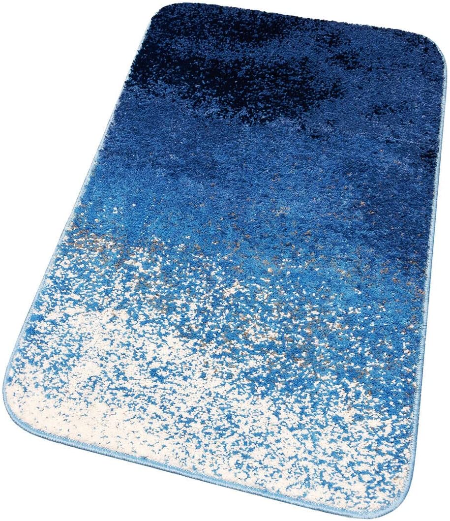 Tappeto Bagno Camera 60x100 cm Sfumato Moderno Morbido Antiscivolo Scendiletto Shaggy Blu