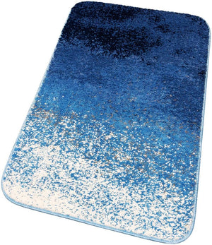 Tappeto Bagno Camera 60x120 cm Sfumato Moderno Morbido Antiscivolo Scendiletto Shaggy Blu