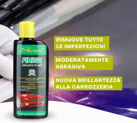 Synpol - Kit Crema Abrasiva più Panno in Microfibra - Rimuove le Imperfezioni - Macchie di Calcare, Ossidazioni e Graffi Leggeri - Auto e Moto, Liscia e Lucida Perfettamente