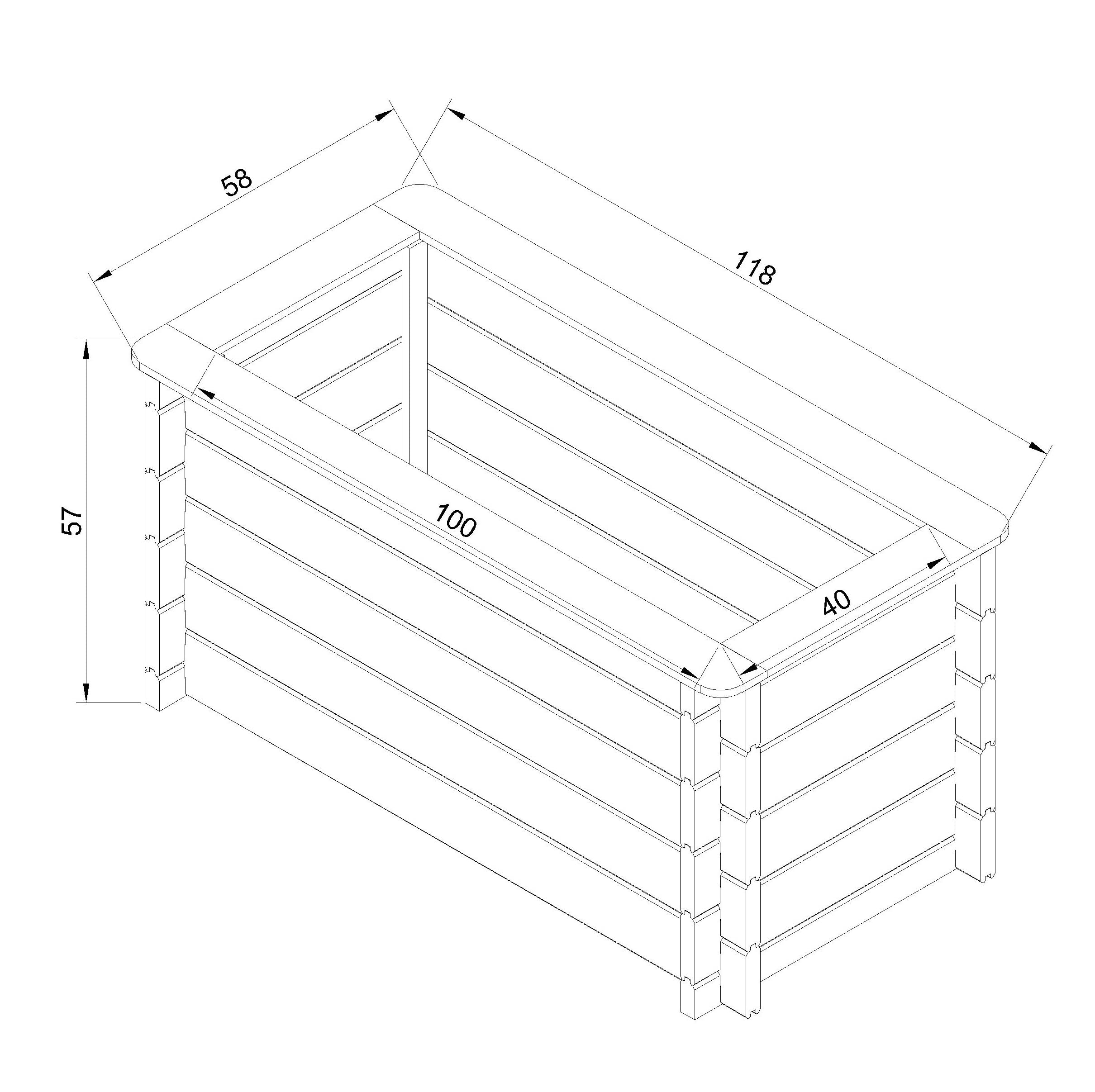 L’aiuola di giardino sopraelevata in legno - 118x58x57 cm - Timbela M619