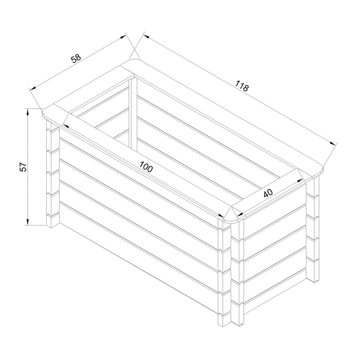 L’aiuola di giardino sopraelevata in legno - 118x58x57 cm - Timbela M619