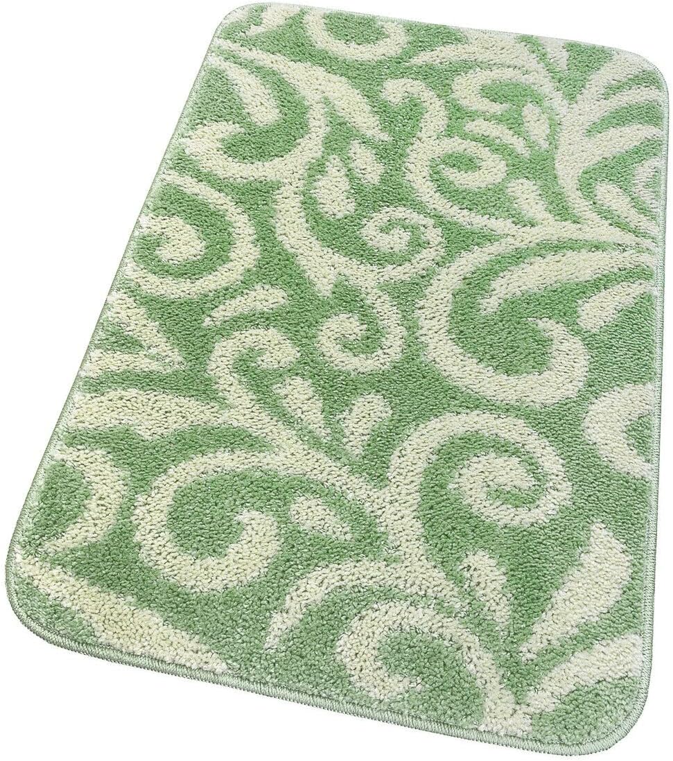 Tappeto Bagno Camera 50x80 cm Morbido Floreale Moderno Antiscivolo Lavabile Verde