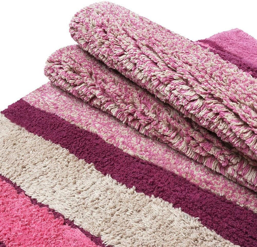 Tappeto Bagno Puro Cotone 55x90 cm Morbida Colori Vivaci Lavabile Made In Italy Rosa