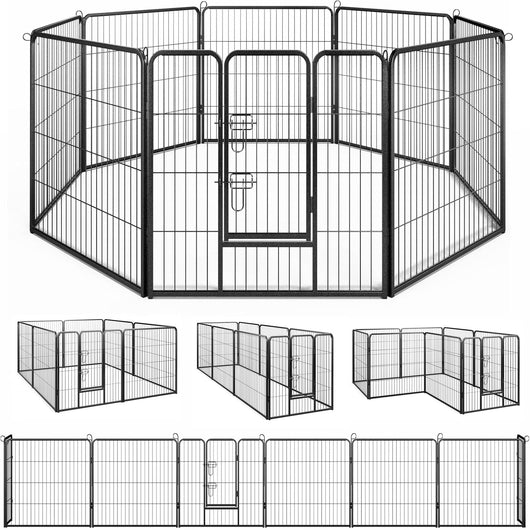 Recinto per Cani Interno ed Esterno, 8 Pannelli Altezza 60/80 CM Recinzione per Piccoli/Medi Animali/Coniglio/Gatto, Cancelletto Portatile Pieghevole con Porta (190 x 80 cm)