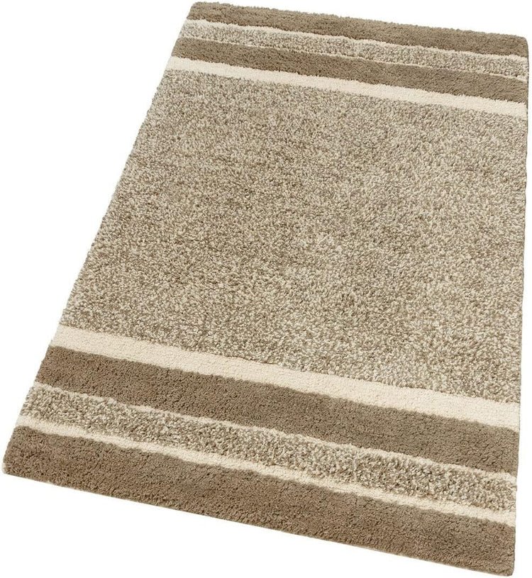 Tappeto Bagno Puro Cotone 55x90 cm Morbida Colori Vivaci Lavabile Made In Italy Beige