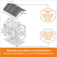 Casetta legno per bambini - L182xL146xA145cm/ 1.1m2 - Timbela M501
