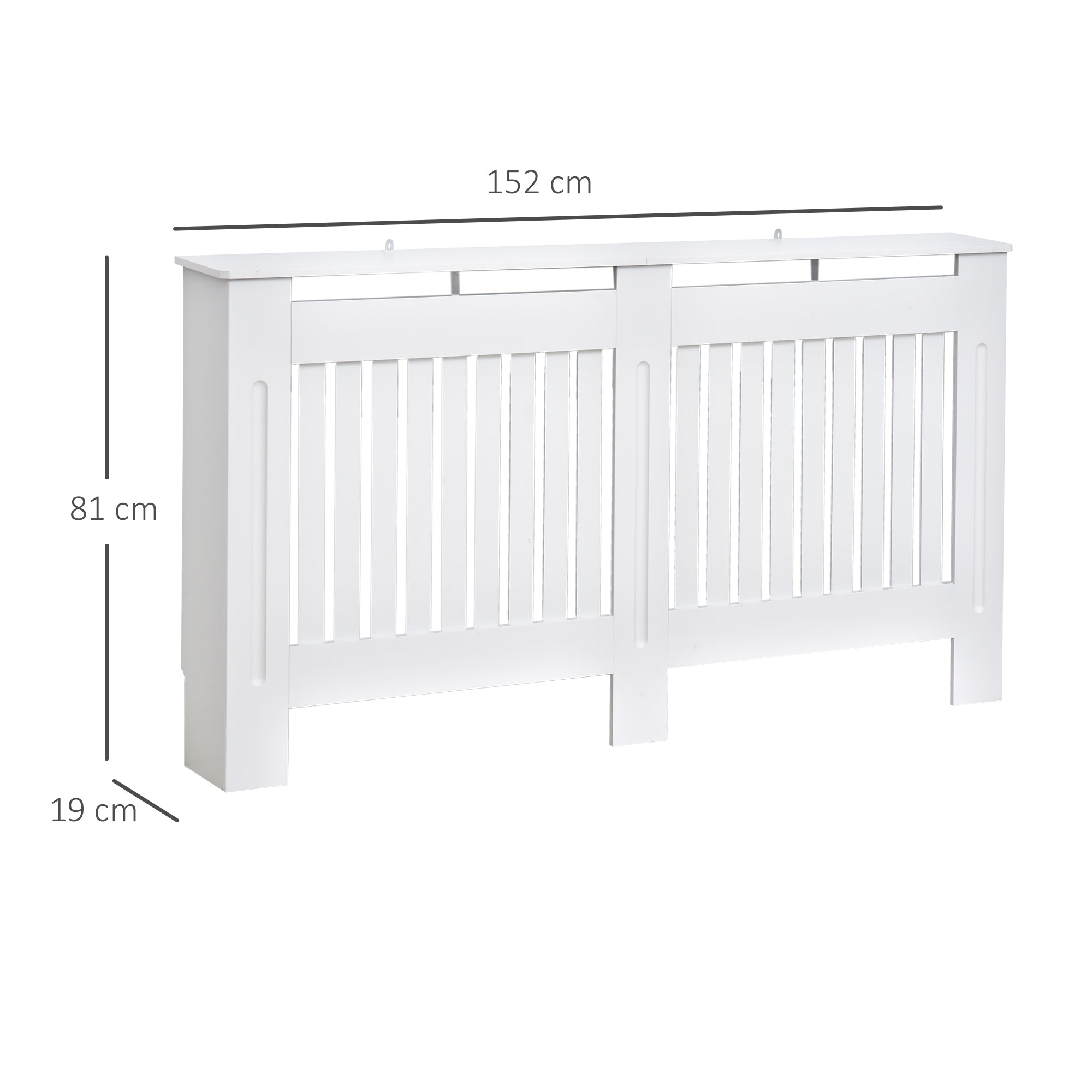 Easycomfort Copritermosifone a Doghe in MDF per Casa e Ufficio, 152x19x81 cm, Bianco