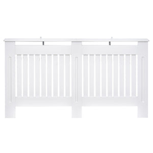 Easycomfort Copritermosifone a Doghe in MDF per Casa e Ufficio, 152x19x81 cm, Bianco