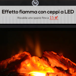 Camino Elettrico da Terra Effetto Fiamma 600W/1200W Nero