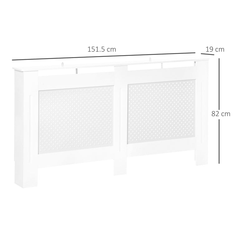 EasyComfort Copritermosifone in Legno MDF, Copertura per Termosifone Moderna con Ripiano Superiore Verniciato Bianco, 151.5x82x19 cm