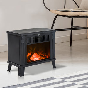 Easycomfort Camino Elettrico da Terra Moderno Potenza 600W/1200W con Effetto Fiamma 34 x 17 x 31cm Nero