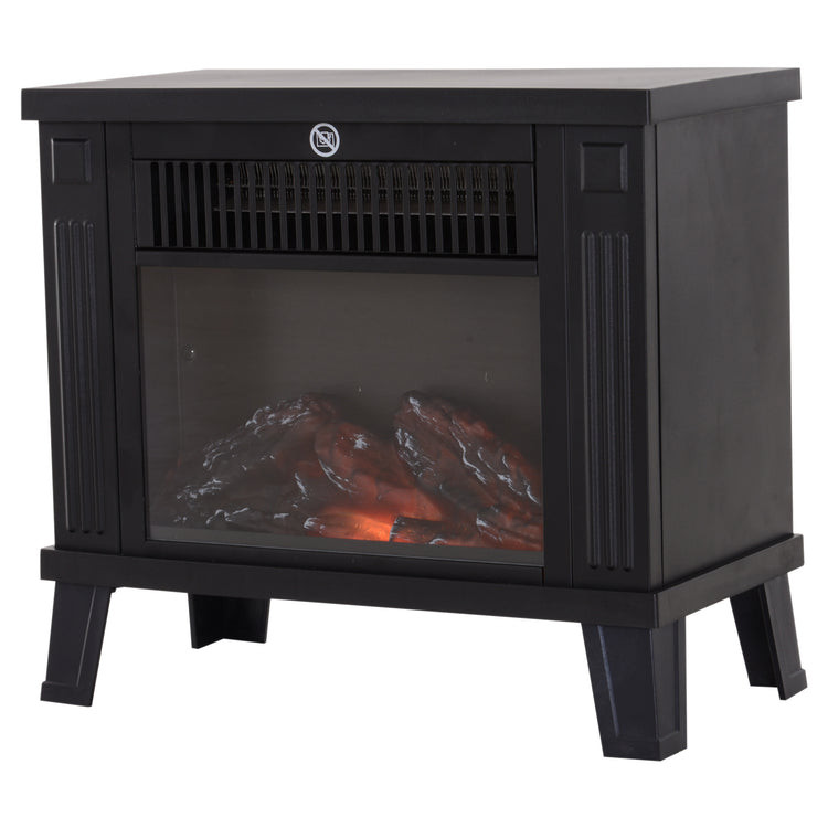 Easycomfort Camino Elettrico da Terra Moderno Potenza 600W/1200W con Effetto Fiamma 34 x 17 x 31cm Nero