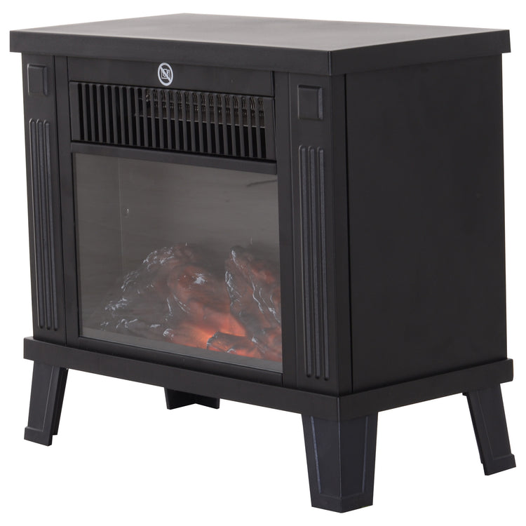 Easycomfort Camino Elettrico da Terra Moderno Potenza 600W/1200W con Effetto Fiamma 34 x 17 x 31cm Nero