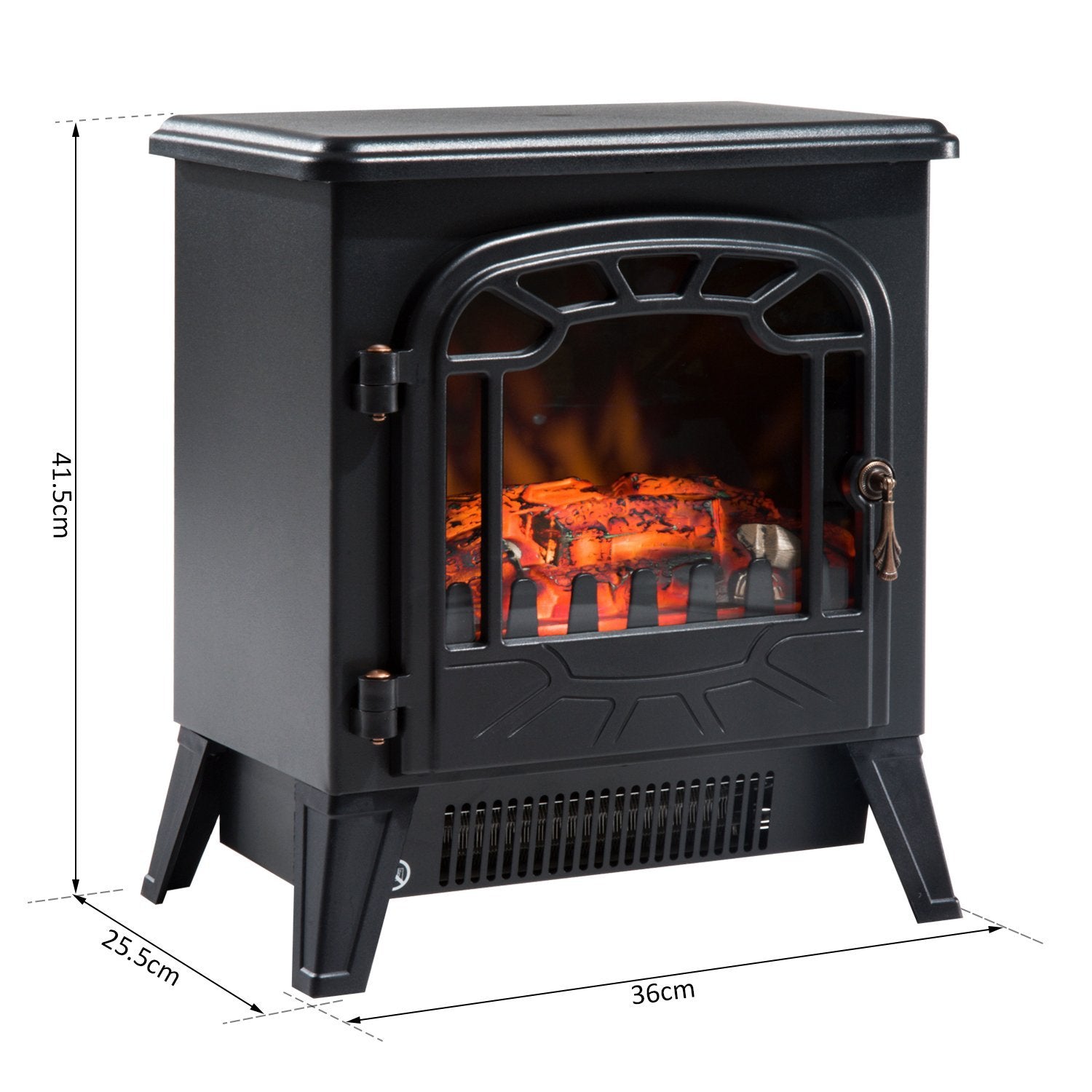 Easycomfort Camino Elettrico con Effetto Fiamma Regolabile Potenza 900W/1800W, 36 x 25.5 x 41.5cm, Nero