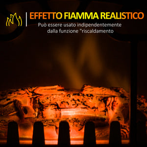 Easycomfort Camino Elettrico con Effetto Fiamma Regolabile Potenza 900W/1800W, 36 x 25.5 x 41.5cm, Nero