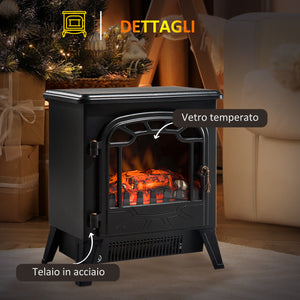 Easycomfort Camino Elettrico con Effetto Fiamma Regolabile Potenza 900W/1800W, 36 x 25.5 x 41.5cm, Nero