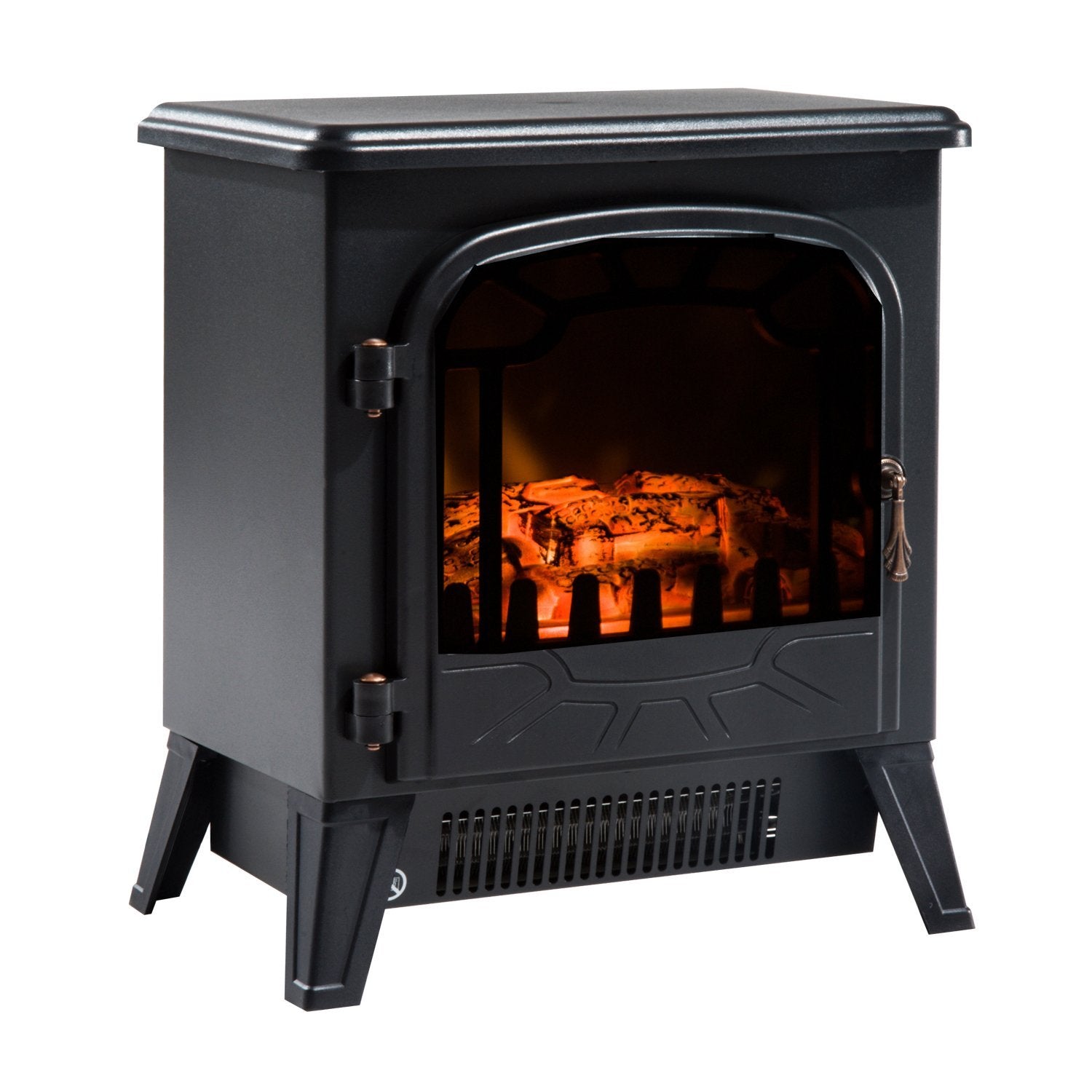 Easycomfort Camino Elettrico con Effetto Fiamma Regolabile Potenza 900W/1800W, 36 x 25.5 x 41.5cm, Nero