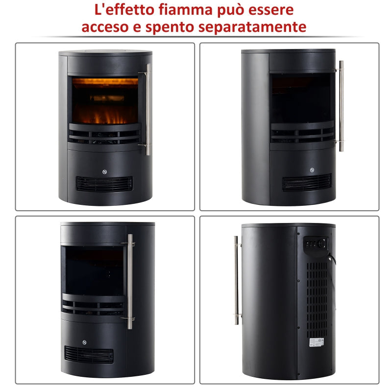 Camino Elettrico da Terra Effetto Fiamma 1800W Nero