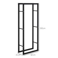 EasyComfort Scaffale Porta Legna Legnaia Verticale Supporto per Legna Portata 100kg Metallo 60 × 25 × 150cm