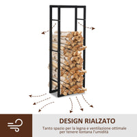 EasyComfort Scaffale Porta Legna Legnaia Verticale Supporto per Legna Portata 100kg Metallo 60 × 25 × 150cm