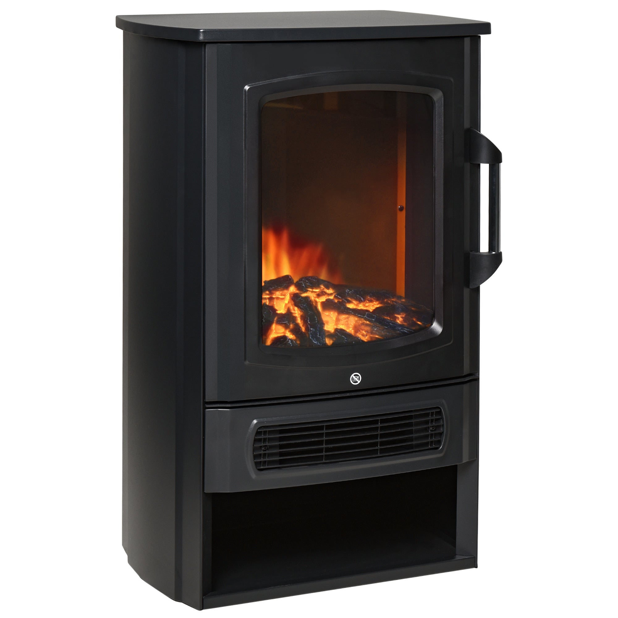 EasyComfort Camino Elettrico in Acciaio Nero con Fiamma Realistica Riscalda fino a 20-25㎡, 1000W/2000W