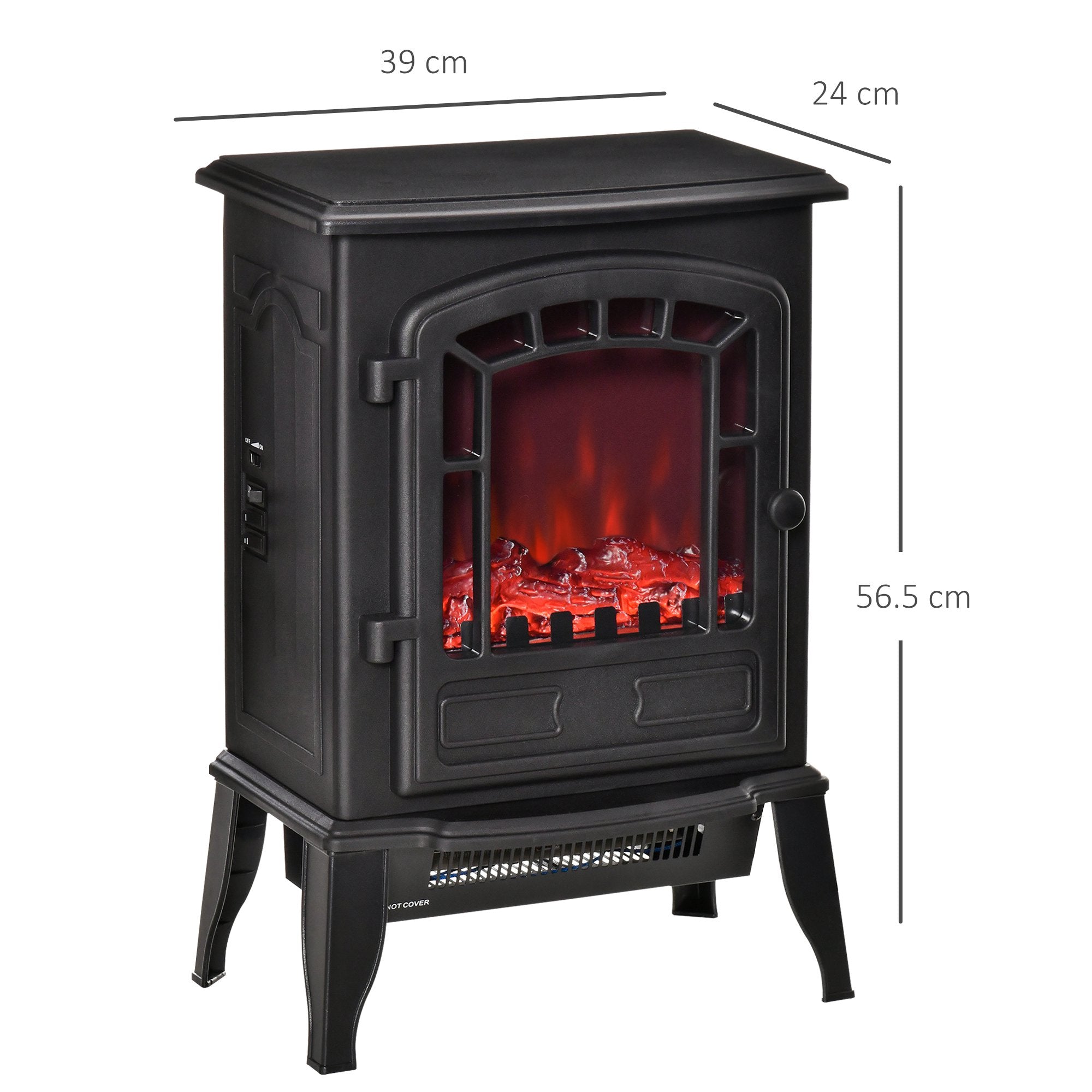 Easycomfort Camino Elettrico con Effetto Fiamma, Temperatura Regolabile 1000W-2000W, Copertura 20-25m², 39x24x56.5cm, Nero