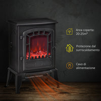 Easycomfort Camino Elettrico con Effetto Fiamma, Temperatura Regolabile 1000W-2000W, Copertura 20-25m², 39x24x56.5cm, Nero