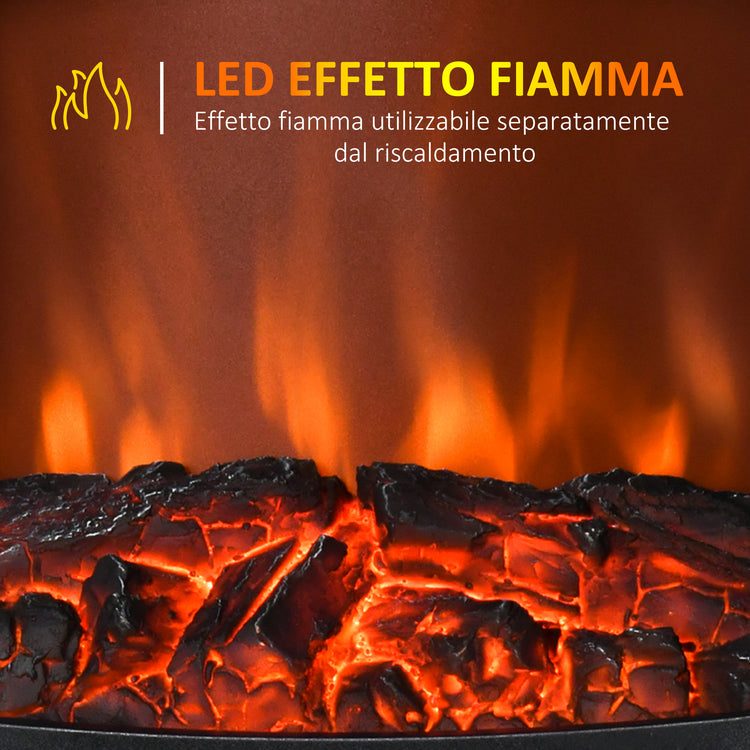 EasyComfort Camino Elettrico Effetto Fiamma e 3 Lati Aperti Temperatura Regolabile Copertura 20-25m² - Nero