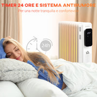 EasyComfort Calorifero a Olio a 9 Elementi, 3 Livelli di Riscaldamento e Timer, 42.5x24x63cm, Bianco