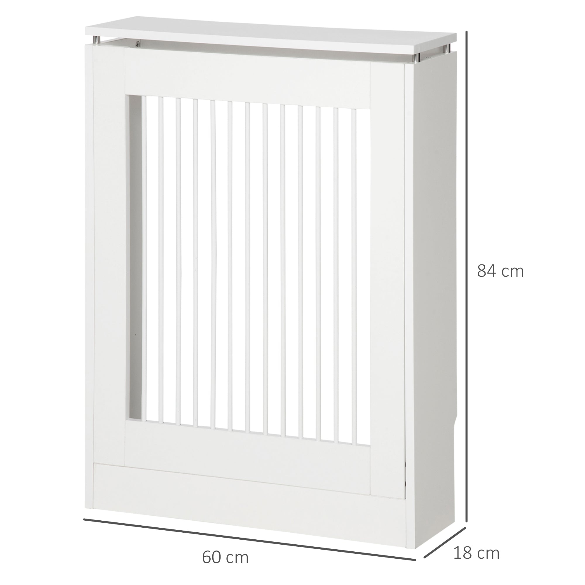 EasyComfort Copritermosifone a Doghe Moderno ed Elegante per la Casa, in MDF e Acciaio, 60x18x84cm, Bianco