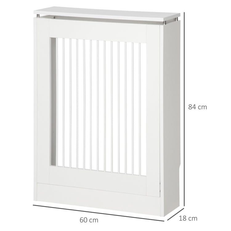 EasyComfort Copritermosifone a Doghe Moderno ed Elegante per la Casa, in MDF e Acciaio, 60x18x84cm, Bianco