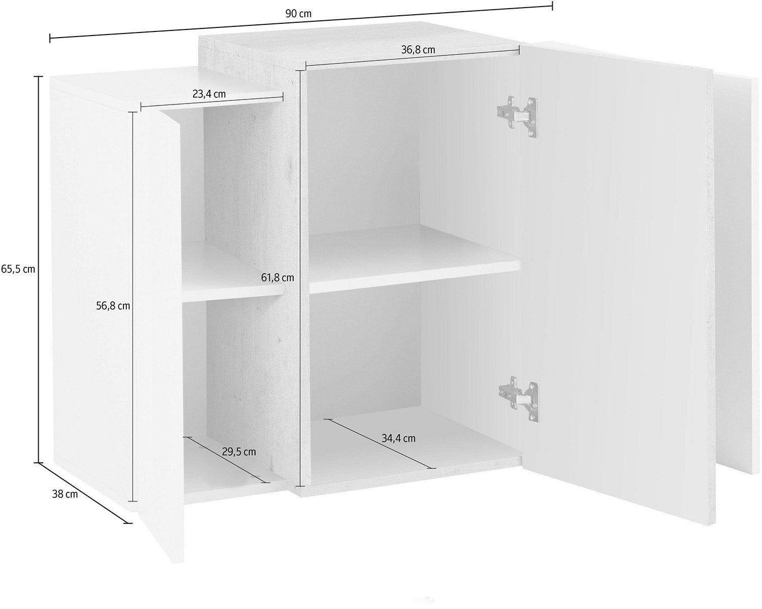 Pensile 3 Ante 90x38x65,5 cm Coro Bianco Lucido e Acero Pereira